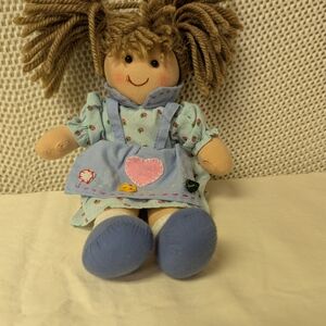 Charming Blue and Brown Rag Doll with Denim Overalls